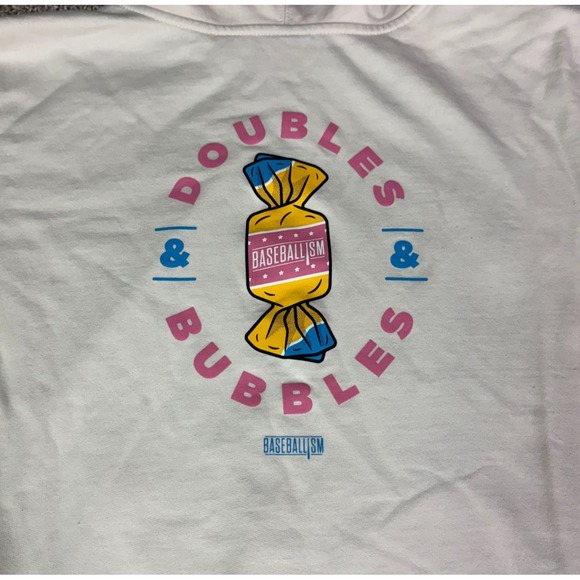Baseballism Baseball Theme Youth Large Doubles & Bubbles Cream and Pink Hoodie - Picture 13 of 16